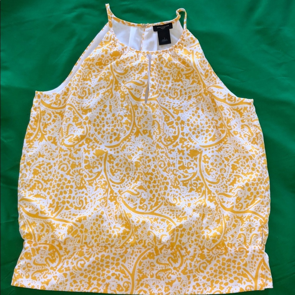 ANN TAYLOR Yellow Pattern Tank